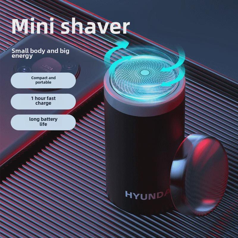 Hyundai Men's Mini Portable Electric Beard Shaver - Washable Travel Gift