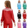 Girls Western Cowgirl Costume Lapel Long Sleeves Button Down Shirt Shiny Sequins Fringe Design Dress Up Shirt