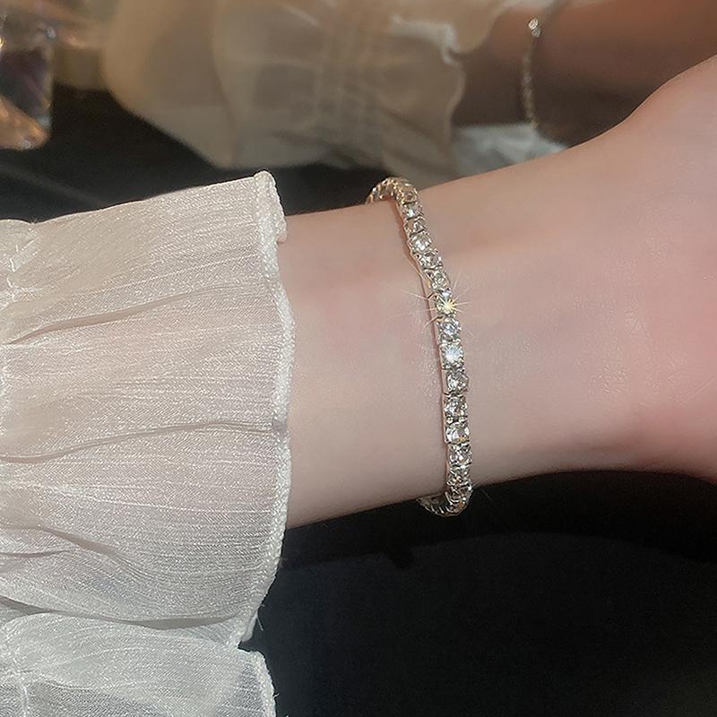 Модный браслет-теннис с подвесками из циркония, эластичный браслет-цепочка с кристаллами, регулируемый браслет-цепочка для женщин, ювелирные изделия