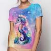 Футболки с мультяшным принтом 3D, летние, новые, с круглым вырезом и короткими рукавами, из дышащей легкой ткани для женщин, повседневная спортивная футболка, топ