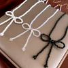 Сладкое имитация жемчуга кристалл плетеный бант ключица ожерелье супер фея нишевый высококачественный чокер ожерелье