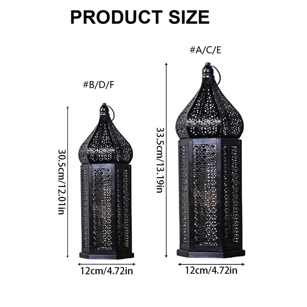 LED Wind Lamp Decorative Moroccan Style LED Iron Lantern with Hollow Pattern for Romantic Room Decoration
