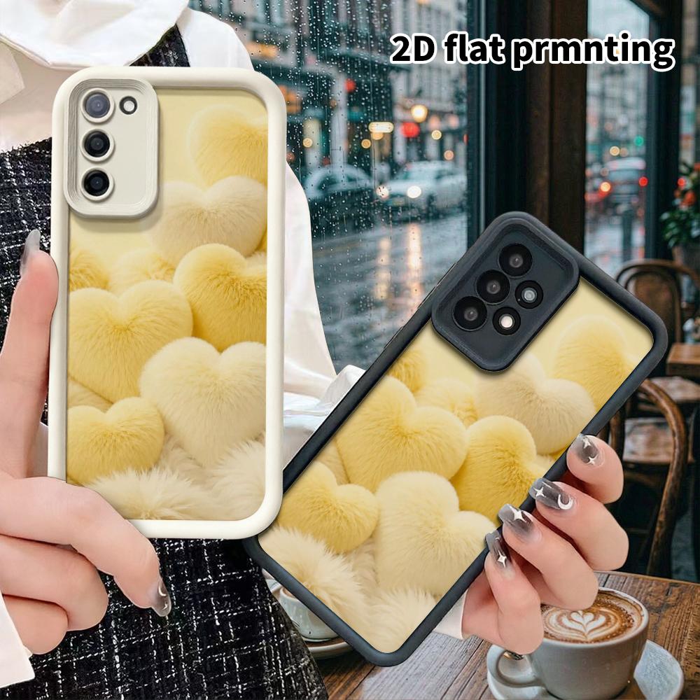 Phone case: 2D flat Samsung Galaxy A34 A35 M05 M06 S20 S22 S21 FE Plus 5G protective case, yellow and white plush, perfect Christmas and Halloween hol
