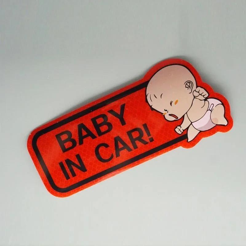 Reflective Baby Kids Safety Warning Signs Stickers Lovely Cartoon BABY IN CAR Window Bumper Car Sign Decal Sticker