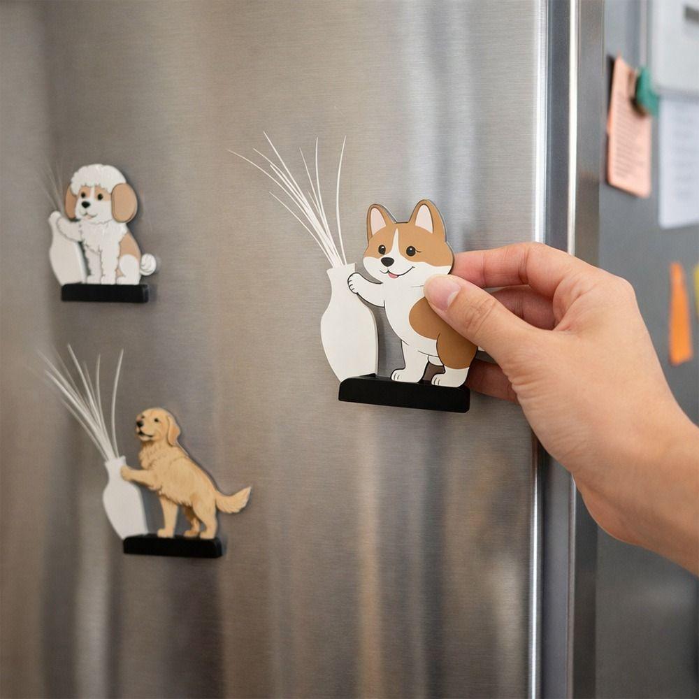 Push Bottle Refrigerator Magnet Puppy Whiskers Collection Souvenir Box Refrigerator Magnet