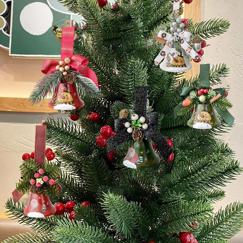 2025 Рождественский Рустикальный Колокольчик Джингл из Металла Сосновая Игла Рождественский Колокольчик Гирлянда Украшение В помещении На улице Подвеска на Рождественскую Елку