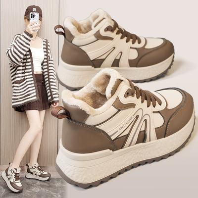 Женские легкие удобные зимние теплые сноубутсы на толстой подошве с мягкой подкладкой, нескользящие износостойкие повседневные спортивные хлопковые ботинки, кроссовки