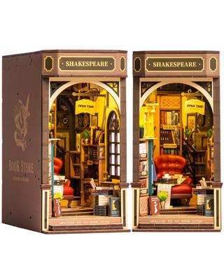 Набор Robotime Book Nook, DIY 3D-пазл, Деревянный набор для рукоделия, Миниатюрный кукольный домик, Подставка для книг, Декор для книжной полки (в собранном виде), Переключатель LED