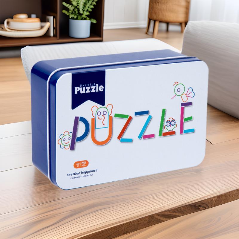 Tin Box Wooden Jigsaw Puzzle for Kids Ages 3-6: Boys' and Girls' Early Learning Toy
