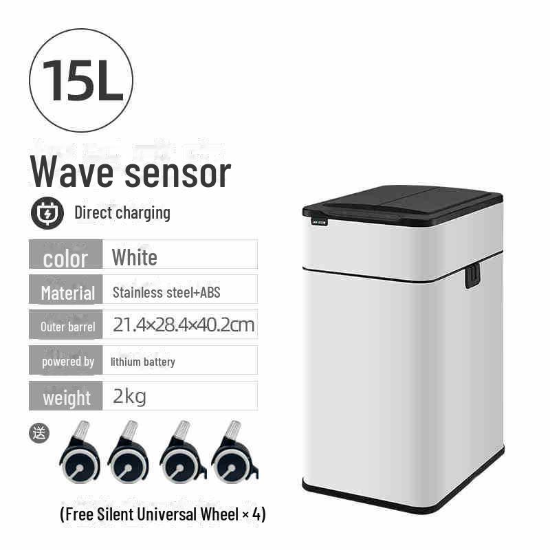 Jieanhui Smart Induction Trash Box с крышкой для ванной комнаты, кухни и гостиной - Автоматическая упаковка