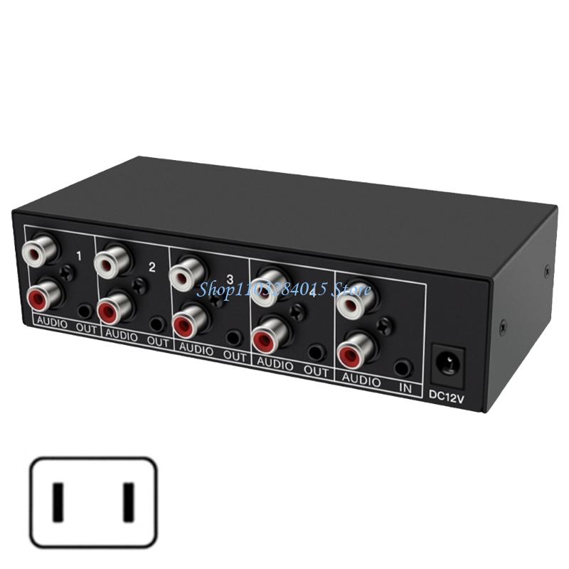 R6FF Studio Grade 4 Way Audios Splitter With AV L/R And 3.5mm Auxs Port For Home Theater Systems Audios Switcher Selectors