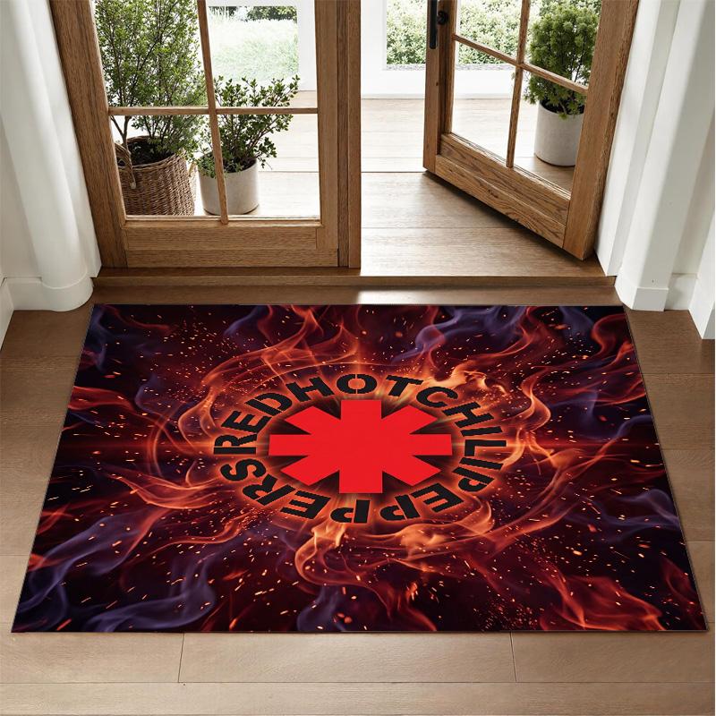 Red Hot Chili Peppers Design Crystal Velvet Rug Soft Decorative Mat for Bedroom Entrance