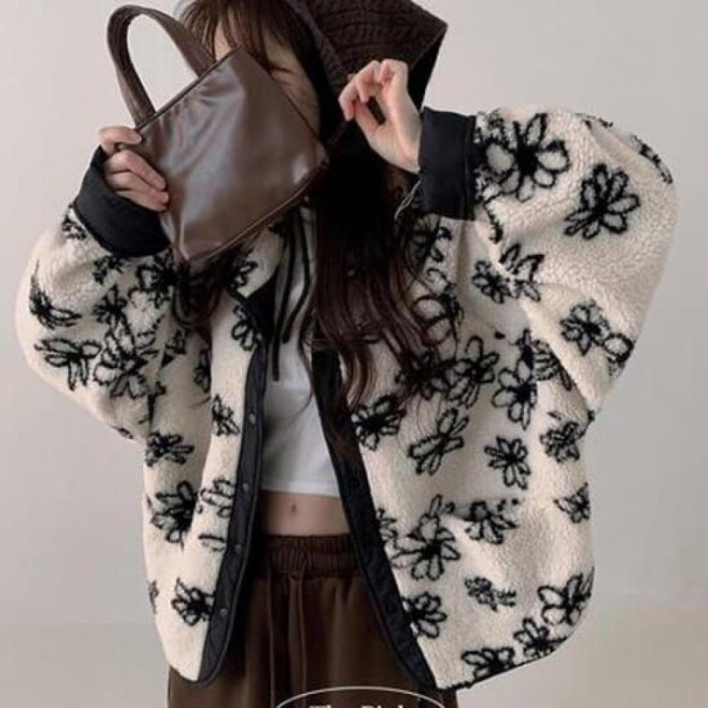The Pink Oversized Reversible Flower Fleece Dumble Jumper