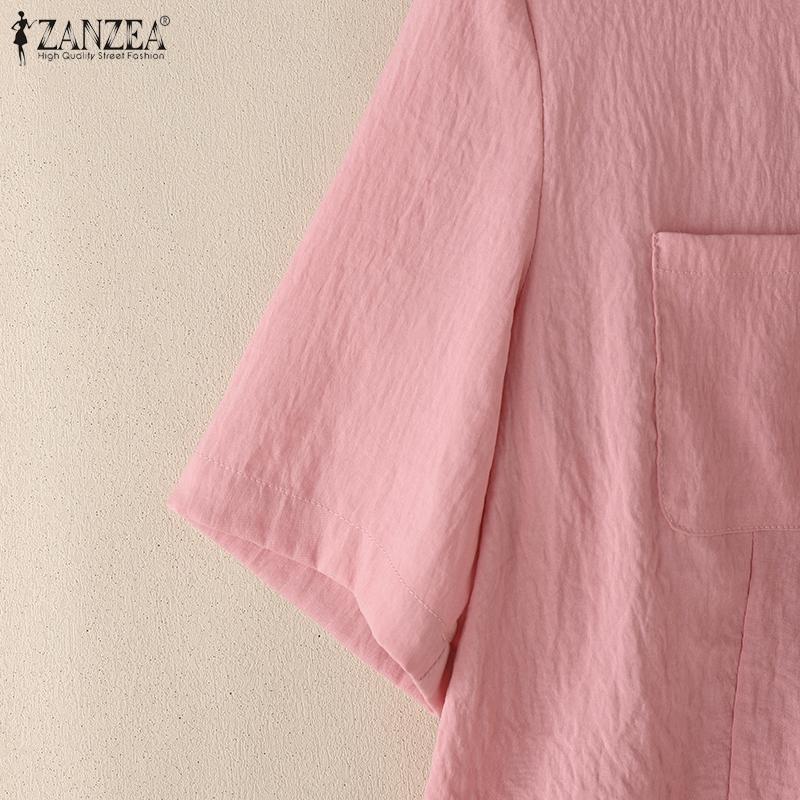 Floral Casual Zanzea Embroidery Women Round Neck Short Sleeve Blouse