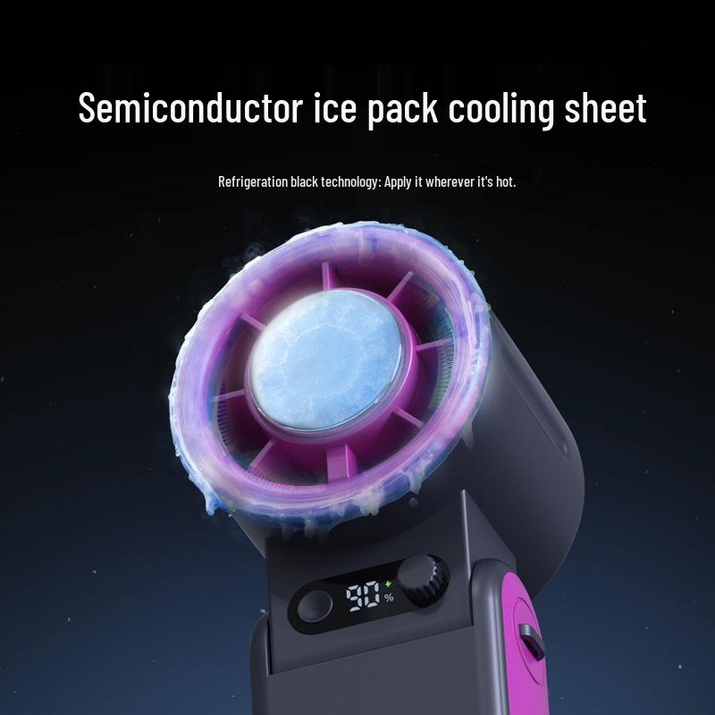 Portable Rechargeable Handheld Fan with High-Speed Semiconductor Cooling and Folding Design