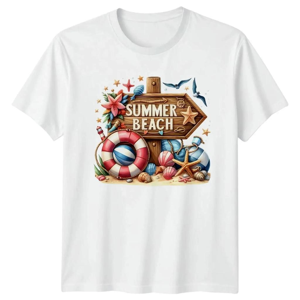 Summer Beach Maritime Sea Unisexs T Shirt Unisexs Top Image 1 Of 4 Vintage Washed Graphic Designer Clothes Streetwear
