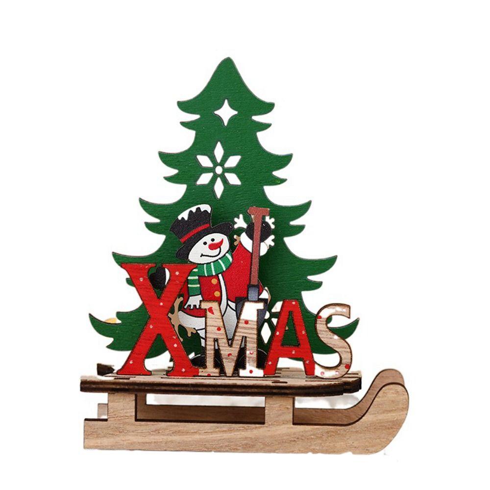 Дед Мороз Рождественские Деревянные Поделки Снеговик Рождественское Украшение Дом