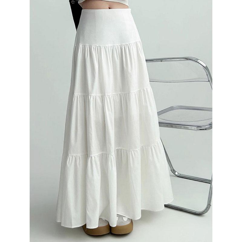 2024 осень Белая юбка y2k с эластичной талией, свободная, средней длины, дизайн для весны и лета, юбка длиной до щиколотки, юбка-фея в корейском стиле