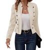 Spring Auutmn Lady Coat Double-breasted Stand Collar Buttons Slim Fit Long Sleeves Retro Style Cardigan Daily Wear Outdoor Jacke
