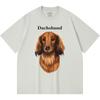 230GSM 100% Cotton T-Shirt Dachshund Print Tees Funny Harajuku Style Combed Cotton Tshirt