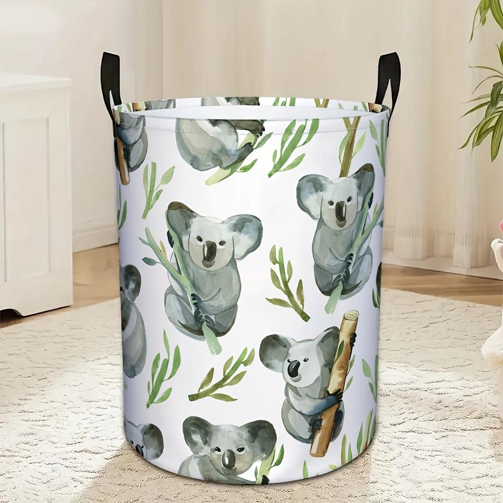 1pc Koala-Themed Laundry Basket Hamper with Sturdy Handle - Round Koala-Shaped Suitable for, Room Decor, Storage Organizer, Space-Saving Basket for Cl