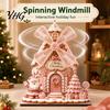 Rustic Xmas Windmill Centerpiece Christmas Ornament, 2D Wooden Rotating Decoration, Santa Desk for Holiday Table Mantel Shelf Decor Gift Friends