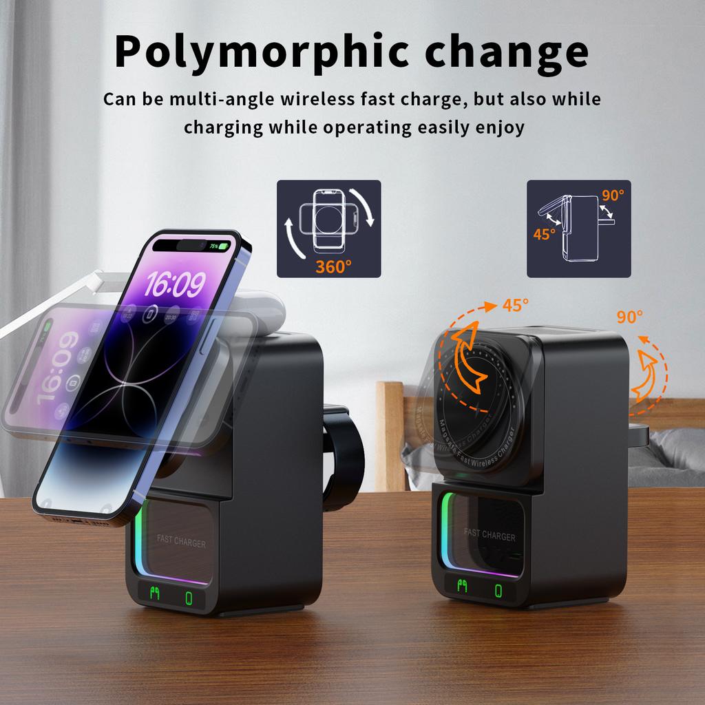 Bluetooth Speaker 5-in-1 Wireless Charger 2024 New Multifunctional Wireless Charger Compatible with Apple 16/15/14