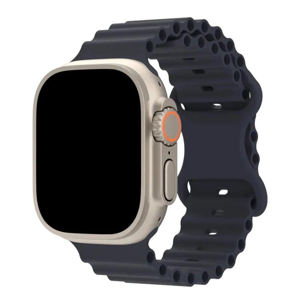 Силиконовый ремешок для Apple Watch Ultra 1 2 3, 49 мм, браслет для iWatch Series 9 8 7 6 5 4 3 2 SE, 42 мм 44 мм 45 мм, сменные ремешки