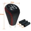 Lunsom 5 Speed Shift Knob PU Leather Car Gear Shift Lever Shift Knob Replacement for Manual Car (Red Stitch)
