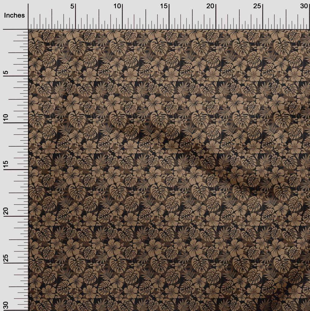 oneOone Cotton Flex Brown Fabric Tropical Sewing Material Print Fabric By The Yard 40 Inch