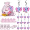 30pcs Pvc Elephant Pendants Key Ring Set Thank You Gifts For Baby Shower Birthday Party Decoration