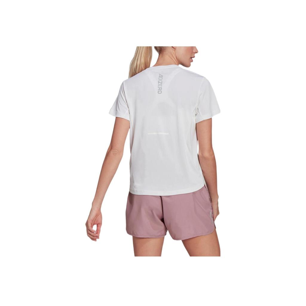 Adidas Adizero Heat Solid Color Round Neck Reflective Logo Sports Short Sleeve T-Shirt Women Tops White HD9768
