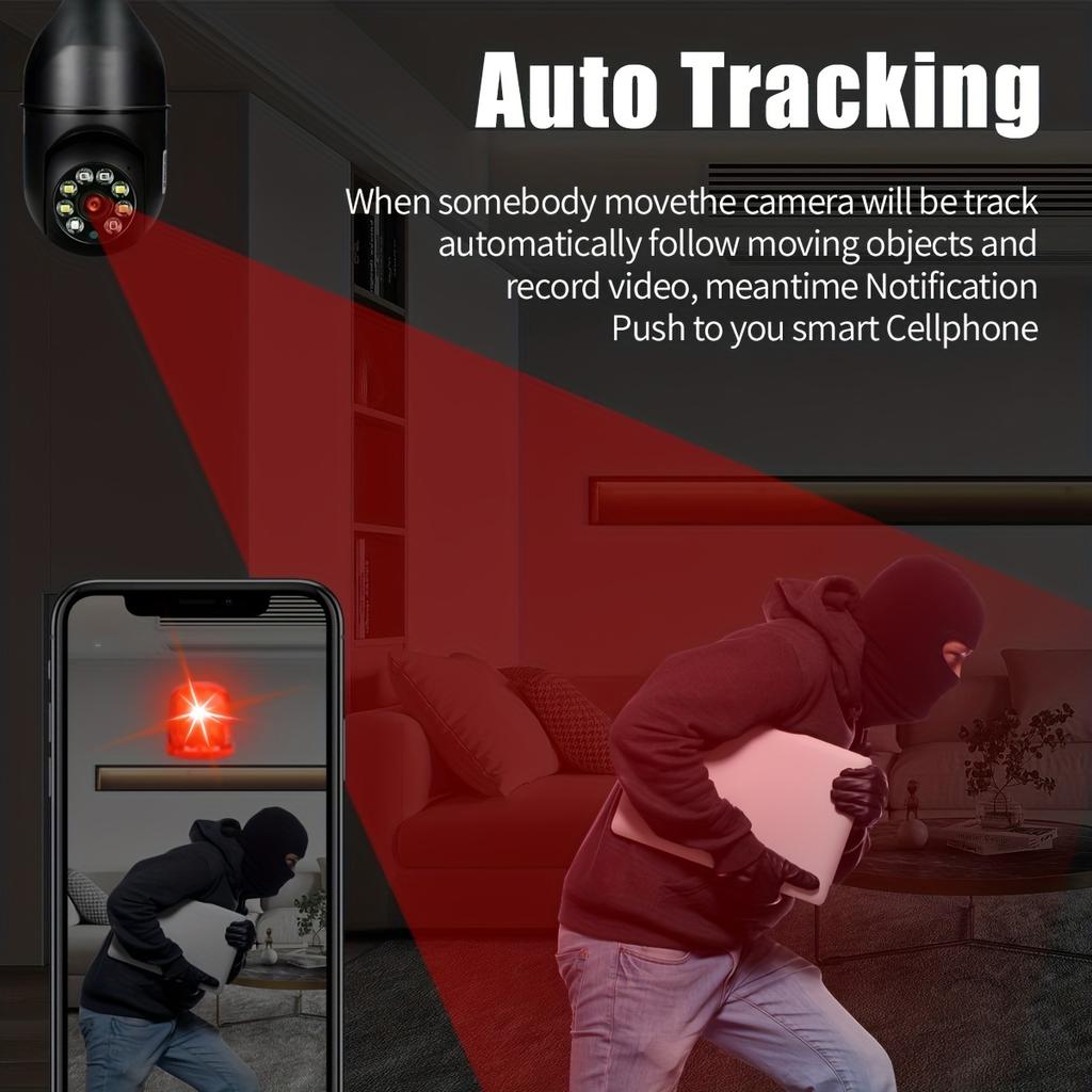 2.4 5G Wifi E27 Bulb Night Vision Camera Surveillance Full Color Automatic Human Tracking 4X Digital Zoom Video Security Monitor