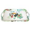 [A0225] - Large Multi-colored “Tropical” Bamboo Tray (toucan, Hello Wild) - 42x29cm