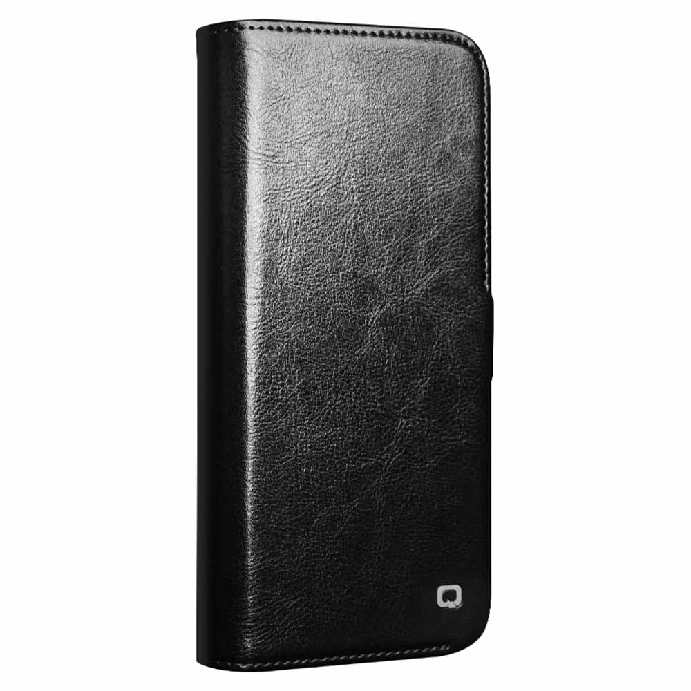 QIALINO For iPhone 16 Case TPU+Genuine Cow Leather Wallet Phone Cover