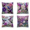 Exquisite Quilted Pillowcases with Vivid Hummingbird and Flower Patterns Sofa Cushion Cover Home Room Decoration