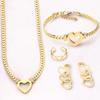 Loving Heart Necklace Snake Chain Women  Stainless Steel Non Fading Collar 4pcs Chain Jewelry Set Joyera De Acero Inoxidable