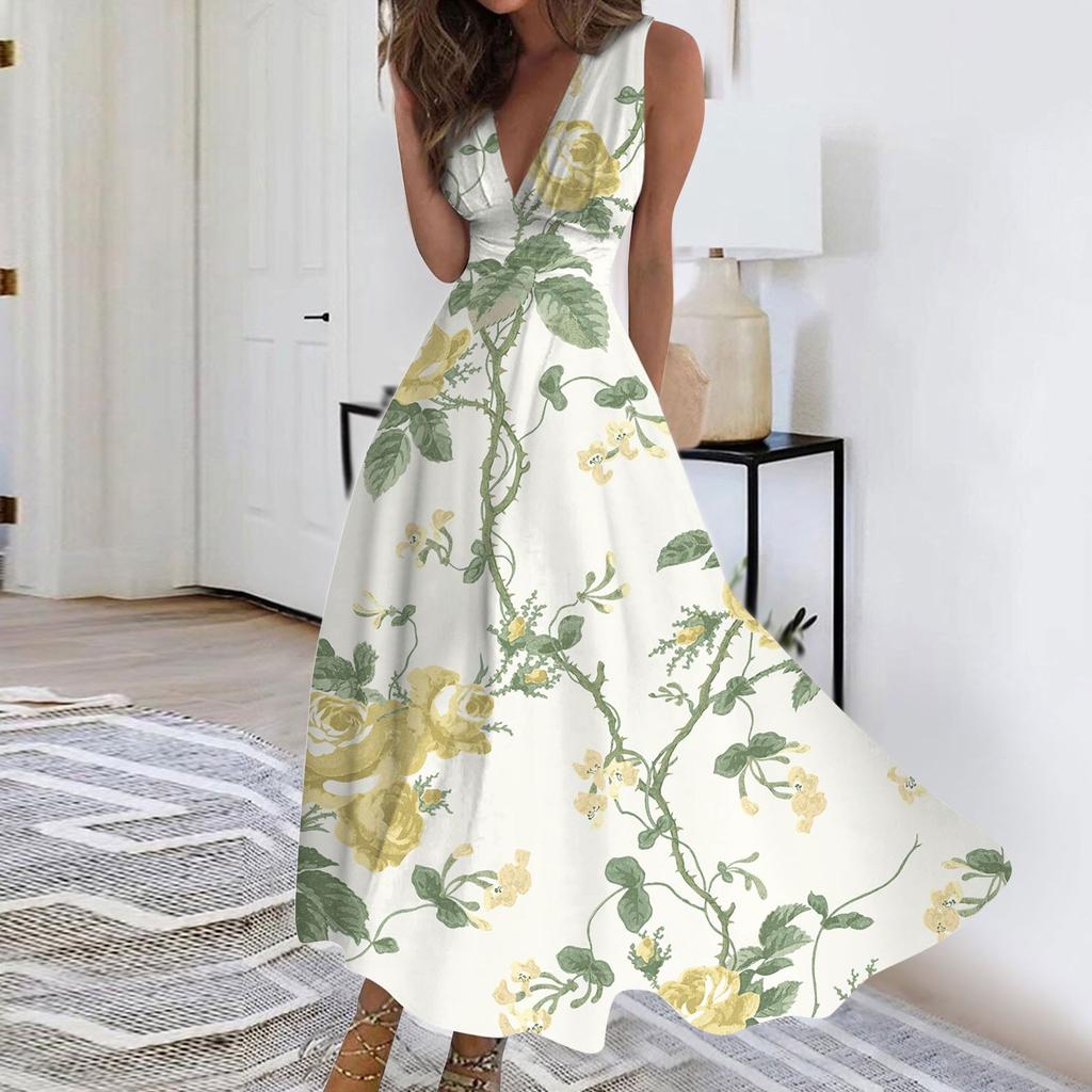 Женское летнее повседневное свободное платье с короткими рукавами и цветочным принтом