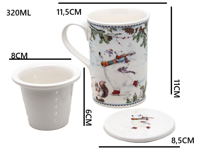 Porcelain Mug with Infuser Polar Bear Christmas 320 + Box