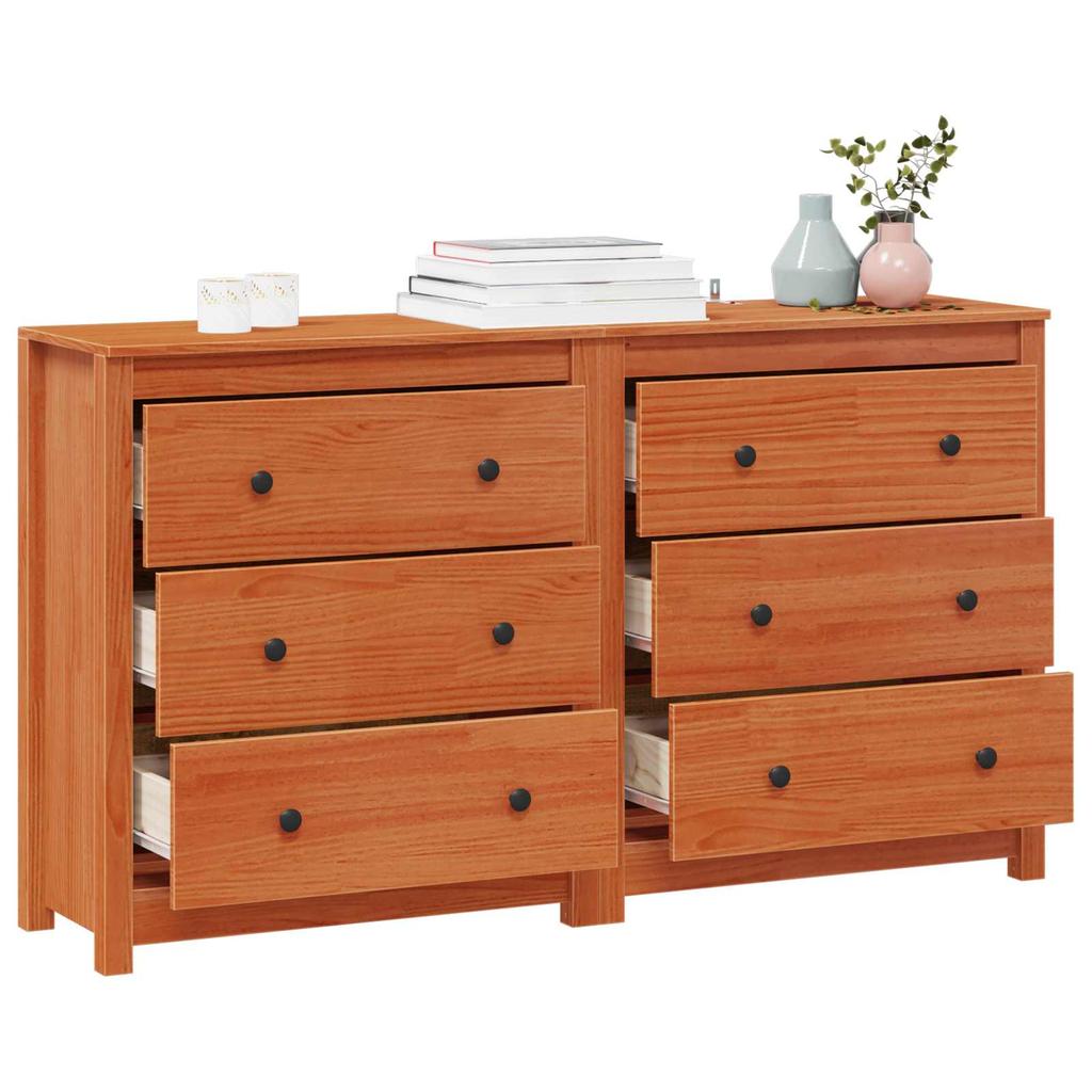 Sideboard with Drawers 2 pcs Wax Brown 140 x 35 x 80 cm