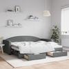 VidaXL Daybed with Trundle and Drawers Dark Grey 90x200 Cm Fabric 3197225