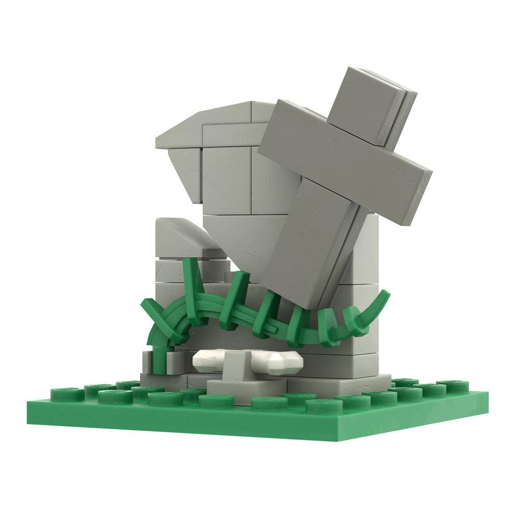 Мелкие Частицы Хэллоуин Кладбище Тыква Сращивание Сборка Забор Дом с Привидениями Сцена Строительный Блок Сделай Сам