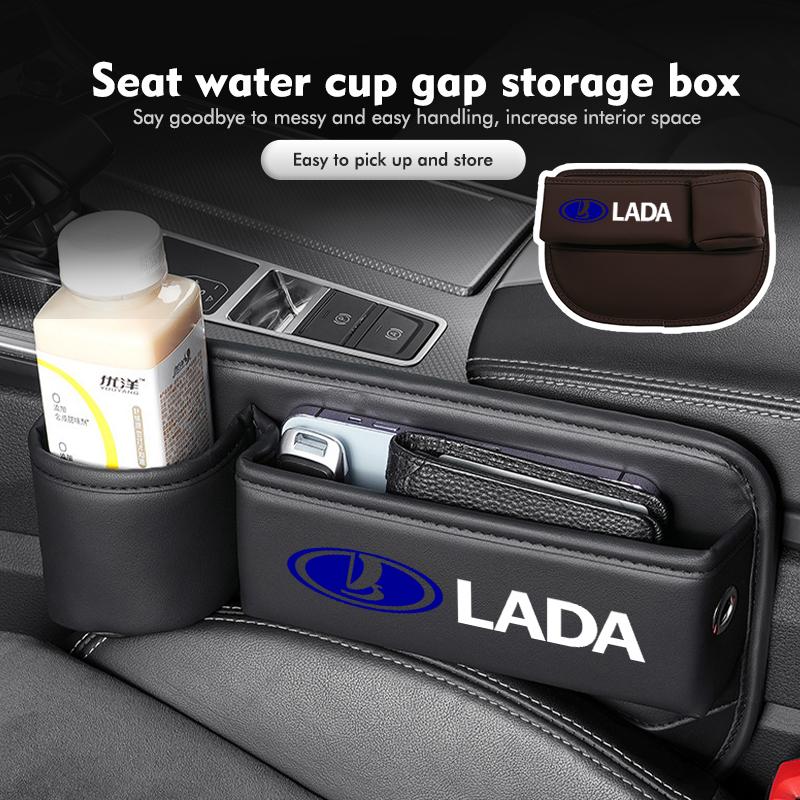 Car Logo Universal Seat Gap Slit Pocket Organizer Card Bottle Cups Holder For Lada Largus Priora Vesta Niva Samara Kalina 4x4 gfs9