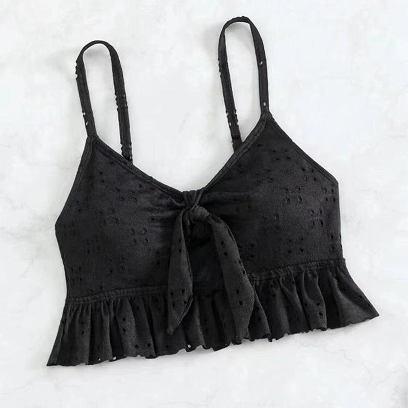 Solid Bikini Set High Waist Mesh Beach Style Swimwear Women Three-piece Flounce Summer Swimsuit Biquini Bathing Suit