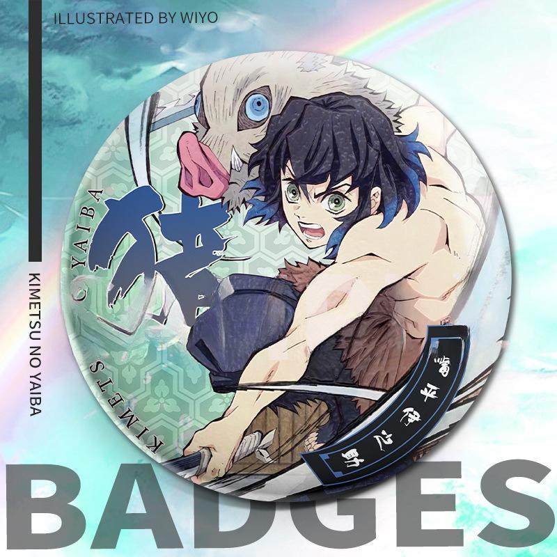 58-миллиметровые лазерные значки с товарами из аниме «Убийца демонов»: Значки Tanjiro, Zenitsu, Giyu и Muichiro Tokito — идеальны в качестве аксессуаров и украшений для костюмов