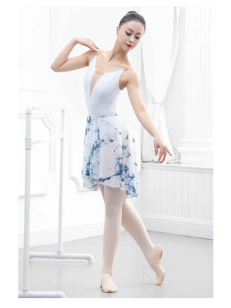 Эластичная талия Неравномерная сетчатая балетная танцевальная юбка для женщин