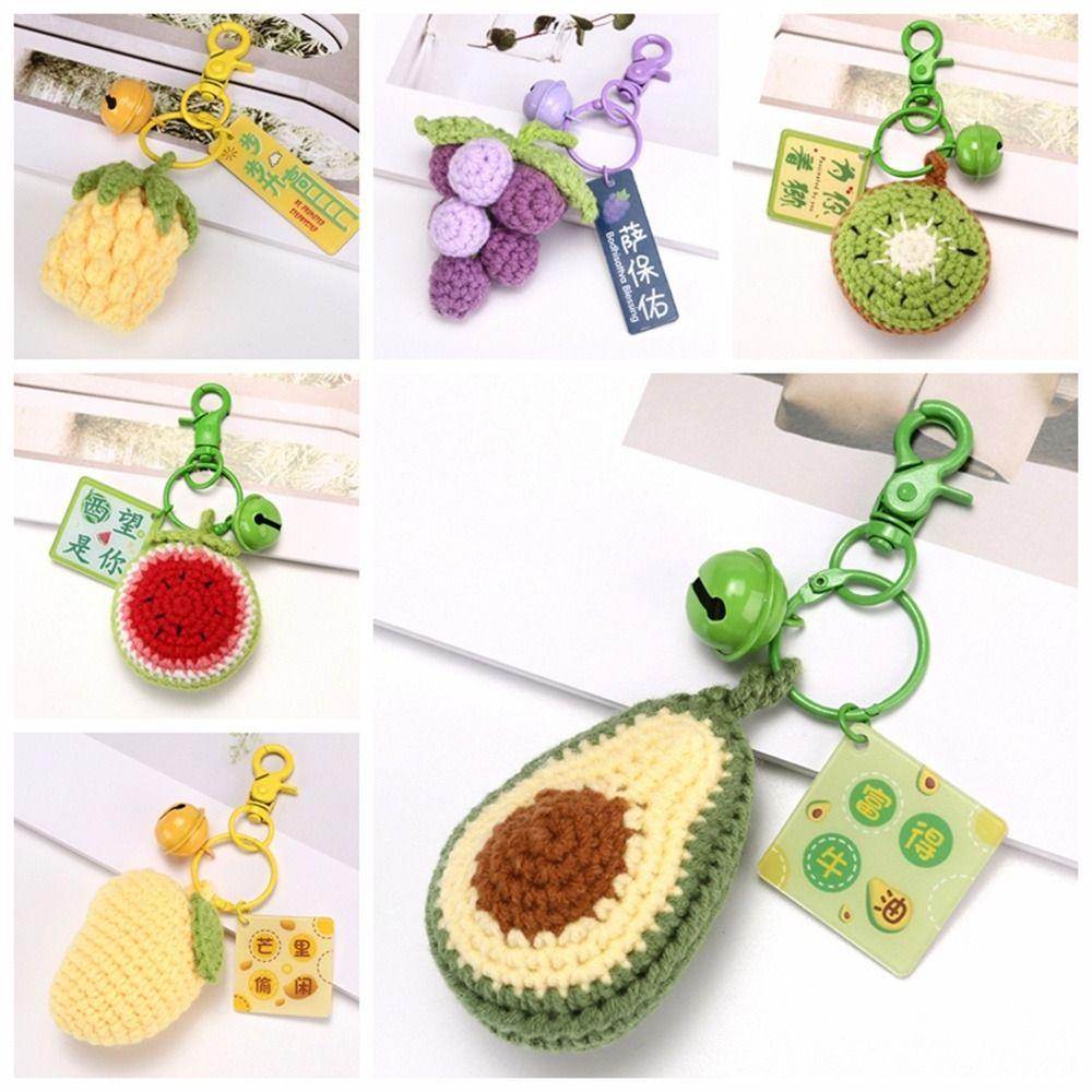 Pineapple Knitted Keychain Avocado Weaved Keyrings Creative Crochet Fruit Key Chain Bag Pendants