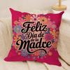 Feliz Dia MaMa Cushion Cover Short plush Doublesided Print Square Throw Pillow Covers Sofa Home Cushion Decor
