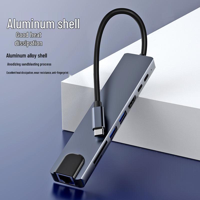 Многофункциональная док-станция 8-в-1 Type-C с Ethernet, USB, кардридером, HDMI