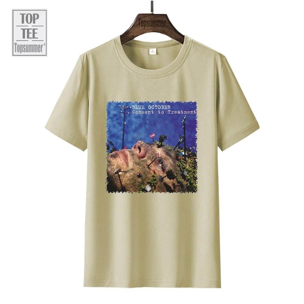 Футболка «Согласие на лечение» с альбомом, синяя футболка «Октябрьский тур», женская уличная модная хлопковая футболка, топы унисекс, большие размеры